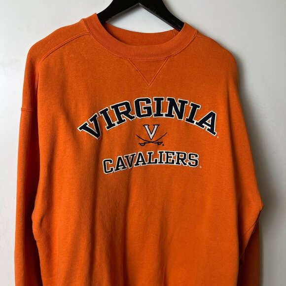 Vintage 90s Virginia Cavaliers Orange Crewneck Sweatshirt L Embroidered Unisex - Picture 10 of 13